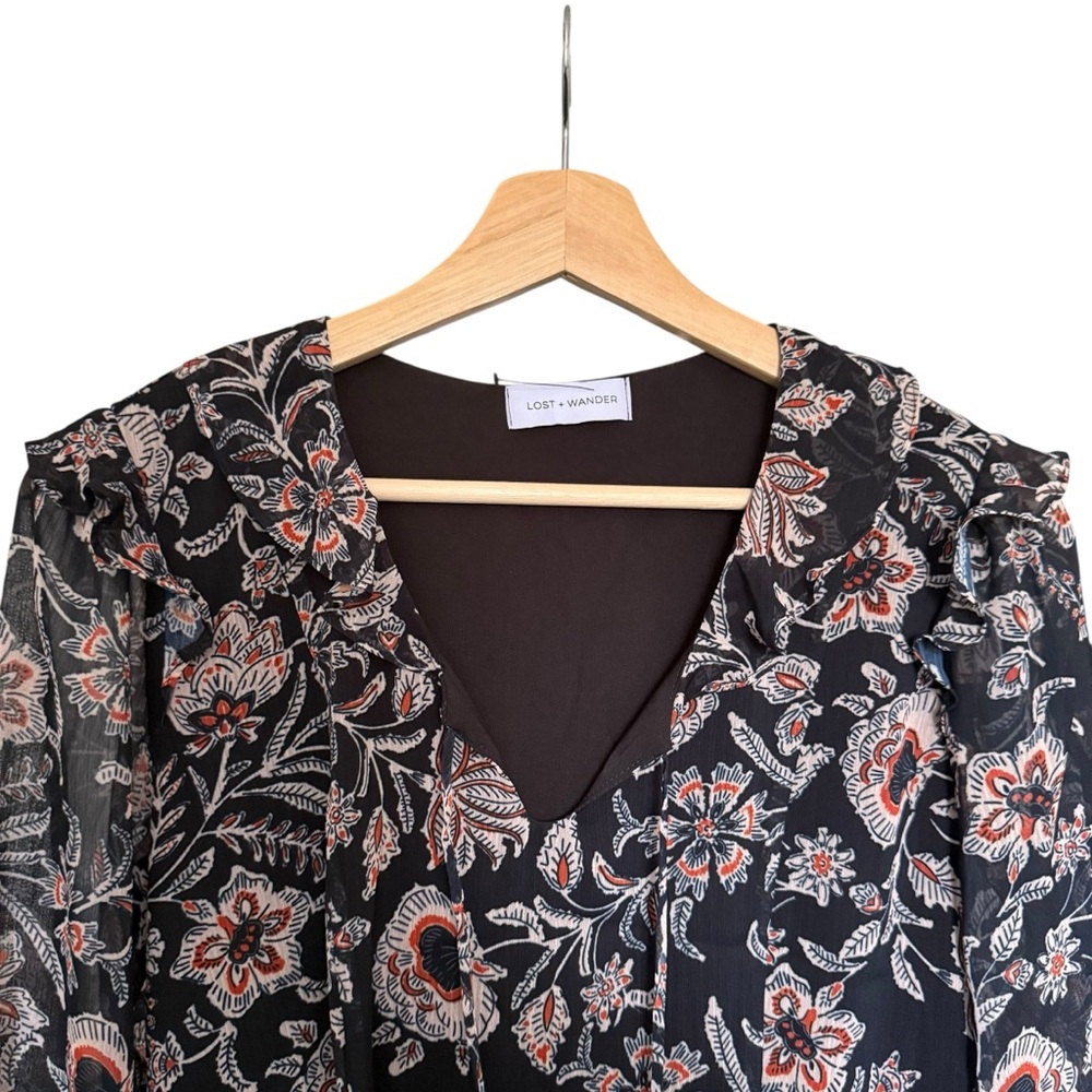 Lost + Wander Anthropologie Eclipse of the Heart Floral Mini Dress Womens Medium - Picture 2 of 5